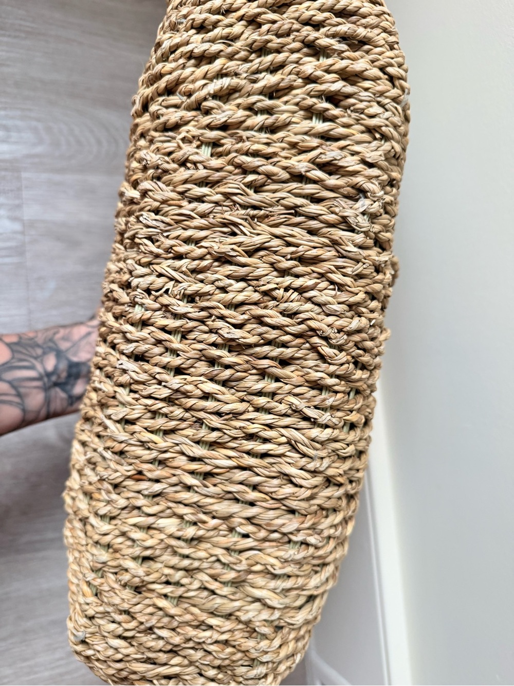 Large Handwoven Straw Tote | Wooden Bead Handles | Boho Beach Bag - Picture 5 of 5